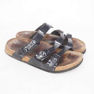 Birkenstock Florida Black Patent Leather Birko Sandals, Size 37